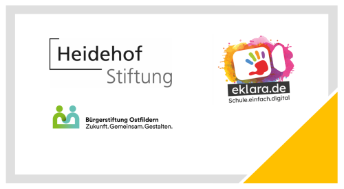 Zu sehen das Logo der Heidehof Stiftung, der Bürgerstiftung Ostfildern und von Eklara.de